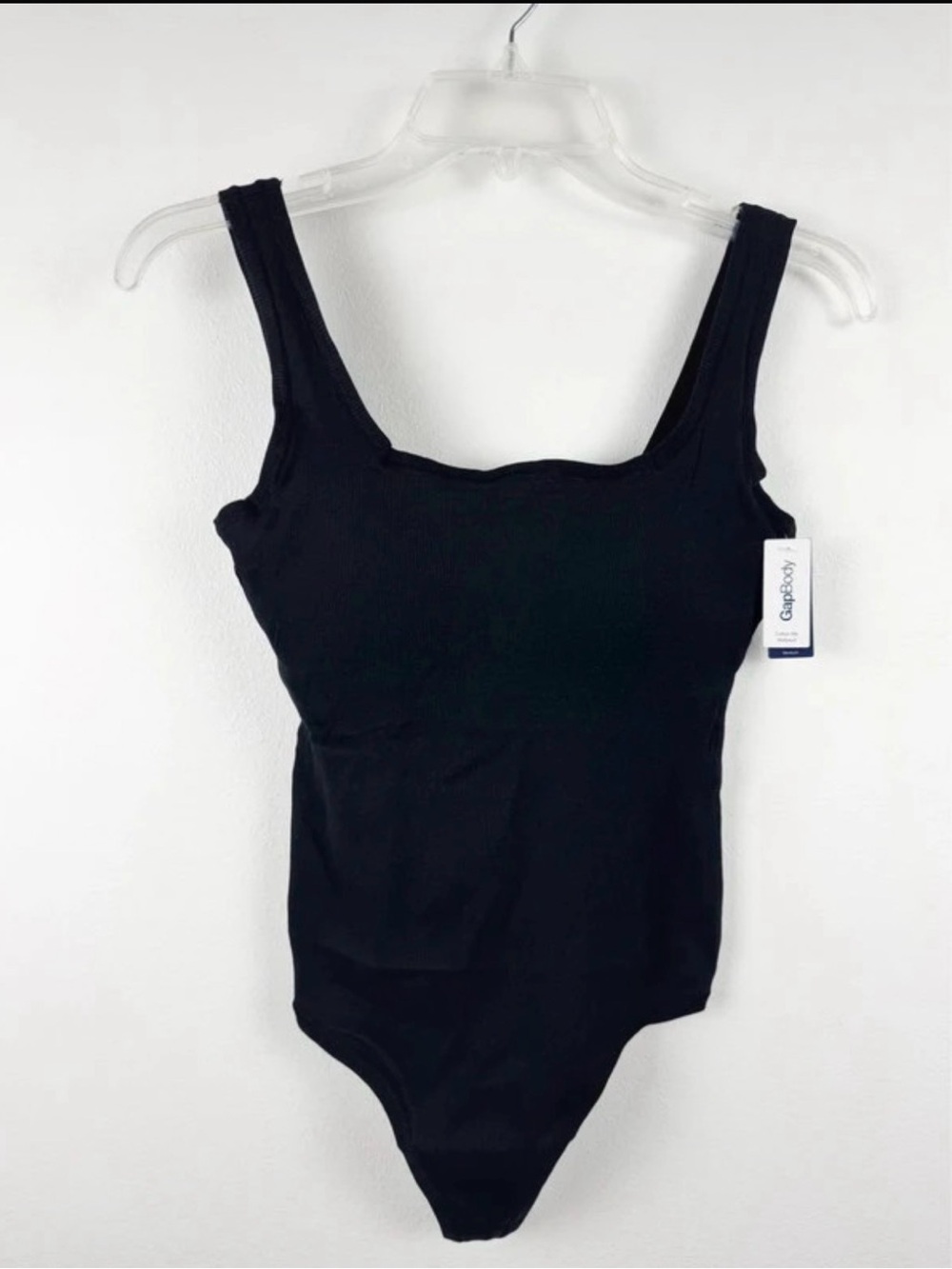 Gap Black Cotton Rib Comfort Thong Body Suit Medium.